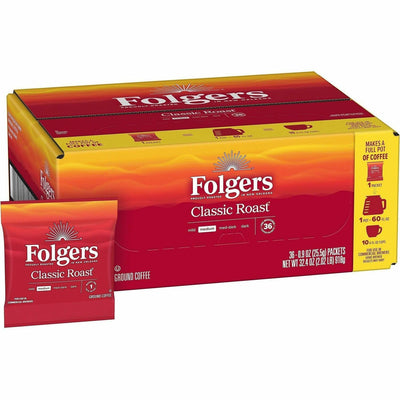 J.M. Smucker Folgers Fraction Pack Classic Roast Coffee, 36 / Carton, FOL06125