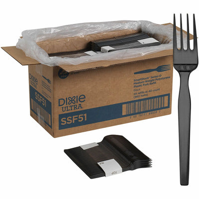Georgia Pacific . GP Pro Dixie Ultra Smartstock Series-O Medium-weight Fork Refill, Black, 24 / Carton, DXESSF51
