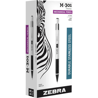 Zebra STEEL 3 Series M-301 Mechanical Pencil, 0.7 mm, ZEB54310
