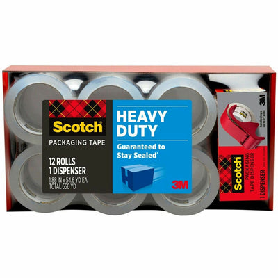 3M Scotch Heavy-Duty Shipping/Packaging Tape, Clear, 1 Pack, MMM385012DP3