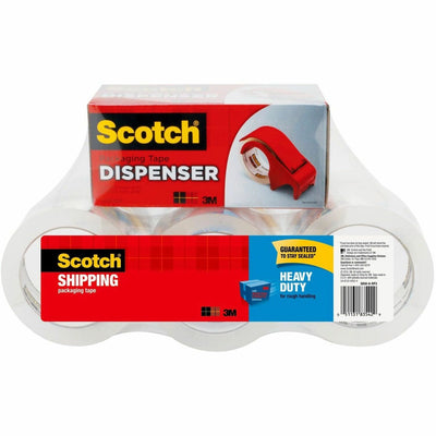 3M Scotch Heavy-Duty Shipping/Packaging Tape, Clear, 1 Pack, MMM38506DP3