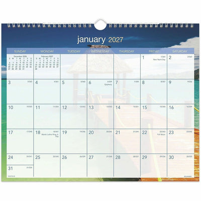 ACCO At-A-Glance Tropical Escape Wall Calendar, Blue, 15", 12EA/CT — view 1