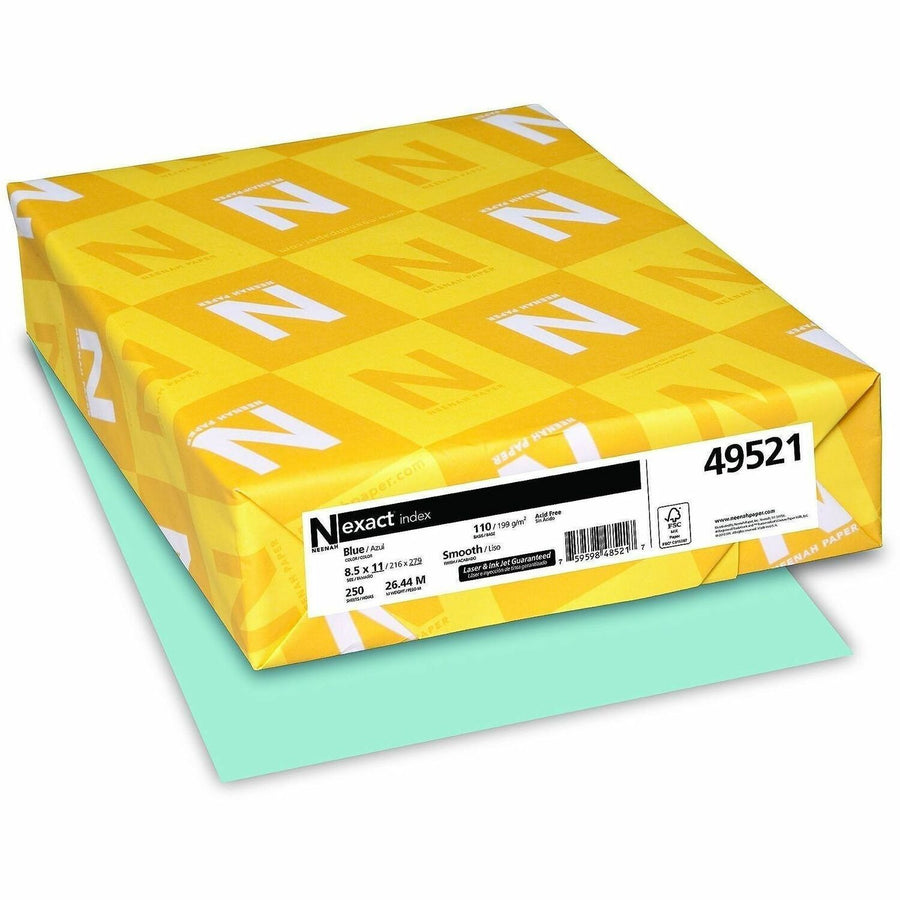 Exact Index Stock Cover Paper, 8.5" x 11", Blue, 110 lb, Acid-free, 1 / Pack, WAU49521