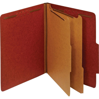 TOPS Pendaflex 2/5 Tab Cut Letter Recycled Classification Folder, Red, 8 1/2" Width x 11" Length, 10 / Box, PFX24075R