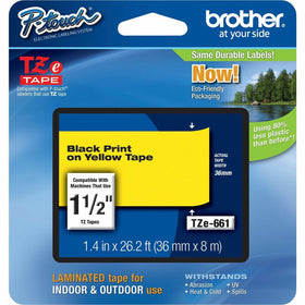 Brother P-touch TZe Laminated Tape, Yellow, BRTTZE661