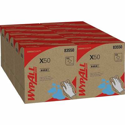 Kimberly-Clark Wypall GeneralClean X50 Cleaning Cloths - Pop-Up Box, White, 1 Carton, KCC83550