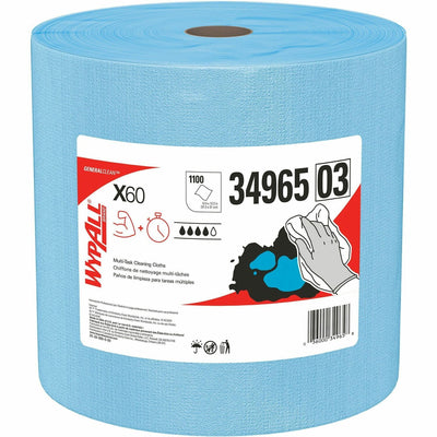 Kimberly-Clark Wypall GeneralClean X60 Multi-Task Cleaning Cloth Jumbo Roll, Blue, 1 Roll, KCC34965