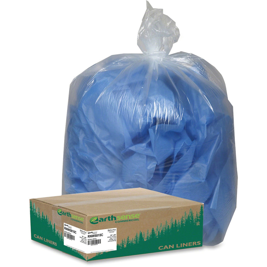 Berry Coreless Heavy-duty Can Liners, Extra Large, Clear, 60 gal, Leak Resistant, 100 / Carton, WBIRNW5815C