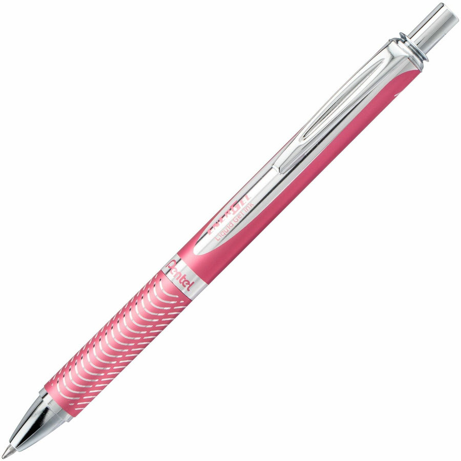 Pentel EnerGel Alloy Rollerball Pen, Black, Stainless Steel, Blot Proof, PENBL407P-A