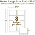 Avery Eco-friendly Premium Name Badge Labels, Matte, 80 / Pack, AVE48395