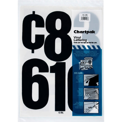 Chartpak Permanent Adhesive Vinyl Numbers, Black, 21 / Pack, CHA01198