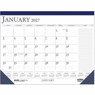 House of Doolittle Small Blocks 12-Month Desk Pad, Gray, 18 1/2", HOD1646