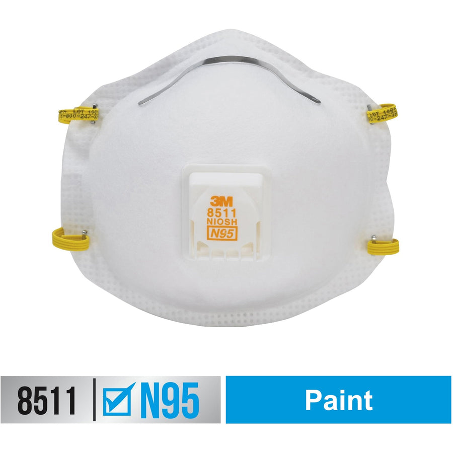 3M Particulate Respirator N95, White, Braided Headband, 10 / Box, MMM8511PB1-A
