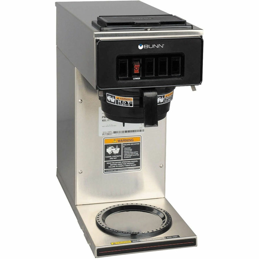 BUNN 12-Cup Low-Profile Pourover Coffee Brewer with 1 Warmer, 8.5" x 17.3", Stainless Steel, BUN13300.0001