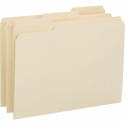 Business Source 1/3 Tab Cut Letter Recycled Top Tab File Folder, Manila, 8 1/2" Width x 11" Length, 50 / Box, BSN16515