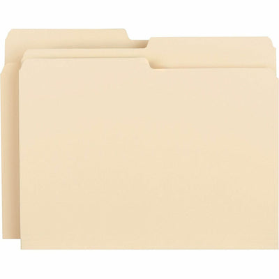 Business Source 1/2 Tab Cut Letter Recycled Top Tab File Folder, Manila, 8 1/2" Width x 11" Length, 100 / Box — view 1