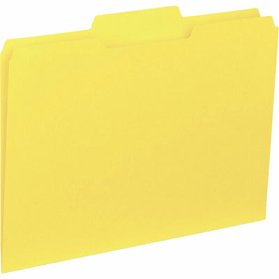 Business Source 1/3 Tab Cut Letter Recycled Top Tab File Folder, Yellow, 8 1/2" Width x 11" Length, 100 / Box, BSN43559