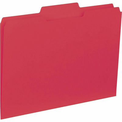 Business Source 1/3 Tab Cut Letter Recycled Top Tab File Folder, Red, 8 1/2" Width x 11" Length, 100 / Box, BSN43564