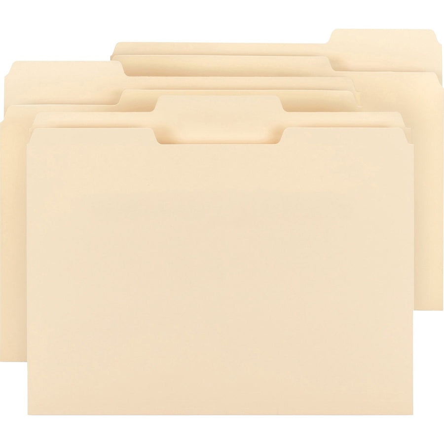 Business Source 1/3 Tab Cut Letter Recycled Top Tab File Folder, Manila, 8 1/2" Width x 11" Length, 150 / Box — view 1