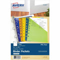Avery Mini Binder Pockets, Assorted, 5.5" x 8.5", 5ct (75307), Blue, 5 1/2" Width x 8 1/2" Length, 5 / Pack, AVE75307