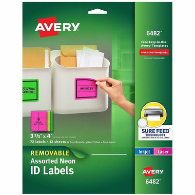 Avery Multipurpose Label, Neon Yellow, 5 Pack — view 1