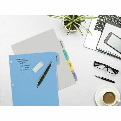 Avery Durable Plastic Write-On Dividers 5�" x 8�", 5 tabs" 5�" x 8�", 5 tabs, Multicolor, 5 / Set, AVE16180