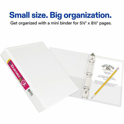 Avery Durable View Binder 1", Round Rings, 5�" x 8�", White, 5 1/2" Width x 8 1/2" Length, AVE17116