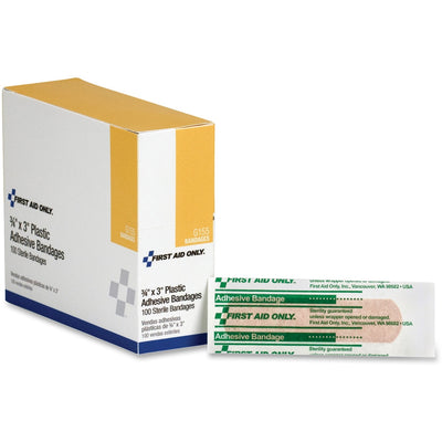 First Aid Only Plastic Adhesive Bandages, White, FAOG155