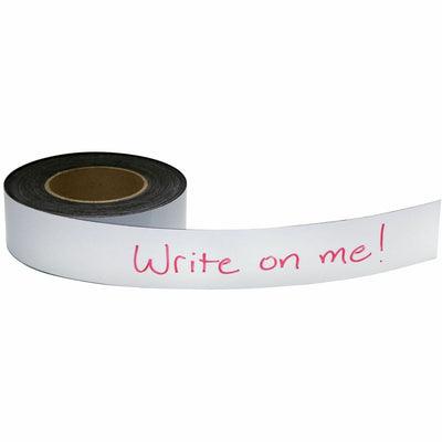 Baumgartens Zeus Write On/Wipe Off Magnetic Label Tape 50' x 2" WHITE, 1 Roll, BAU66152