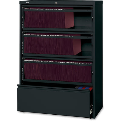 Lorell Fortress Lateral File with Roll-Out Shelf, Black, LLR43511