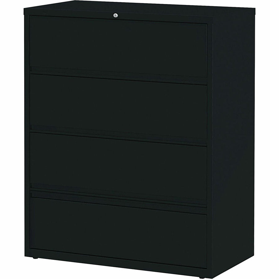 Lorell Fortress Lateral File with Roll-Out Shelf, 42" x 52.5", Black, Metal, Interlocking, LLR43515
