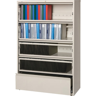 Lorell Fortress Lateral File with Roll-Out Shelf, Putty, LLR43516