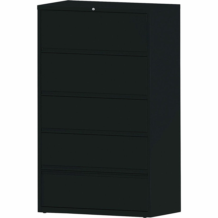 Lorell Fortress Lateral File with Roll-Out Shelf, 42" x 68.8", Black, Steel, Recessed Handle, LLR43517