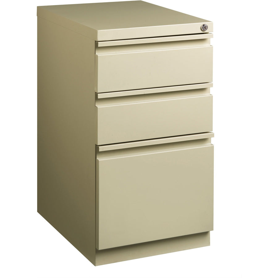 Lorell 20" Box/Box/File Mobile File Cabinet with Full-Width Pull, 15" x 27.7", Putty, Steel, Recessed Handle, LLR49520