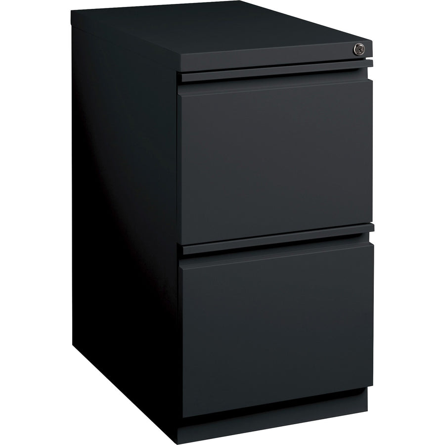 Lorell 20" File/File Mobile File Cabinet with Full-Width Pull, 15" x 27.7", Black, Steel, Recessed Handle, LLR49524
