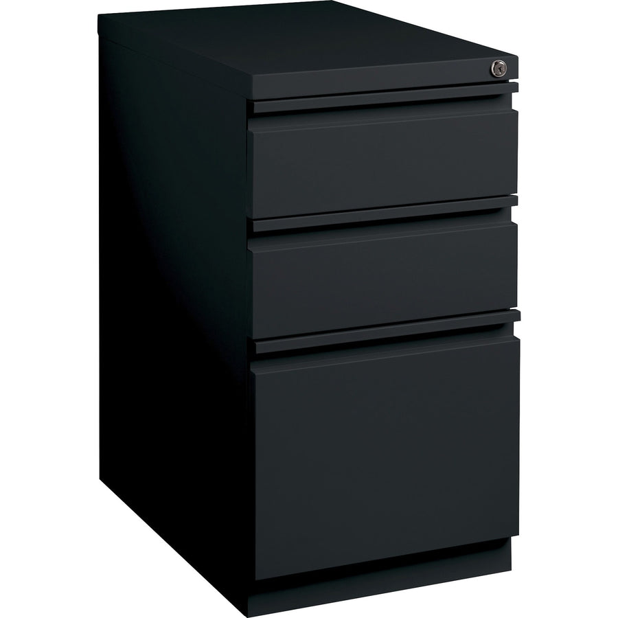 Lorell 23" Box/Box/File Mobile File Cabinet with Full-Width Pull, 15" x 27.7", Black, Steel, LLR49527