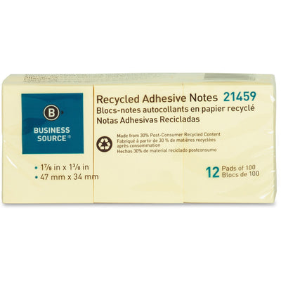 Business Source Yellow Adhesive Notes, 1 Pack — view 1
