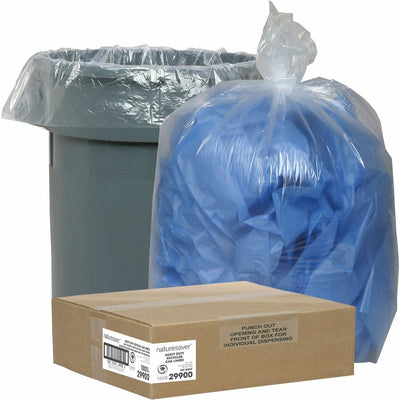 Nature Saver Recycled Trash Can Liners, Clear, 100 / Carton, NAT29900