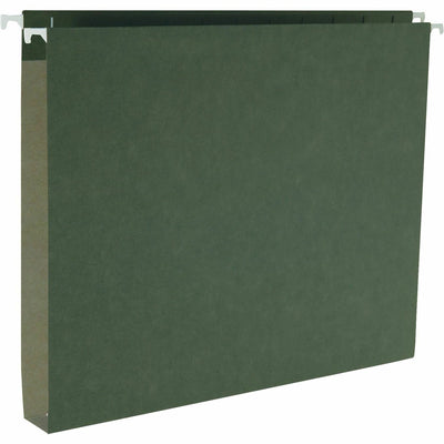 Business Source 1/5 Tab Cut Letter Recycled Hanging Folder, Standard Green, 8 1/2" Width x 11" Length, 25 / Box — view 1
