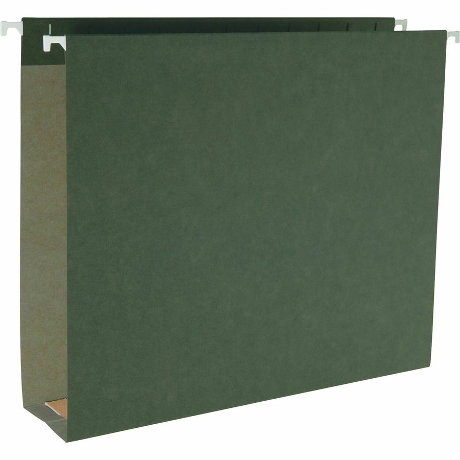 Business Source 1/5 Tab Cut Letter Recycled Hanging Folder, Standard Green, 8 1/2" Width x 11" Length, 25 / Box — view 1