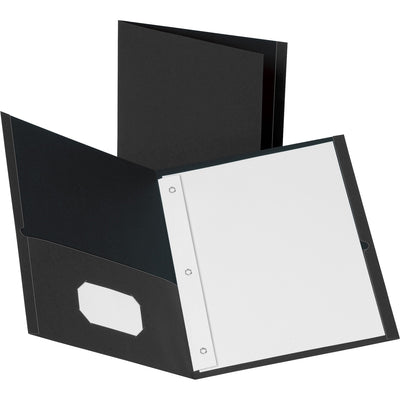 Business Source Letter Recycled Pocket Folder, Black, 8 1/2" Width x 11" Length, 25 / Box — view 1