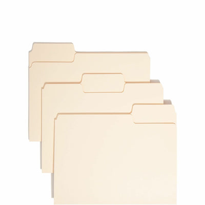 Smead SuperTab 1/3 Tab Cut Letter Recycled Top Tab File Folder, Manila, 8 1/2" Width x 11" Length, 50 / Box, SMD10401