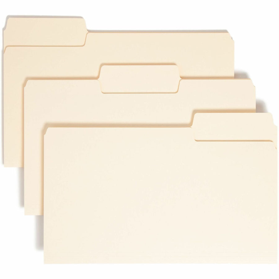 Smead SuperTab Oversized Tab File Folder, 8.5" Width x 14" Length, Manila, 1/3, Assorted, Heavyweight, 50 / Box, SMD15401