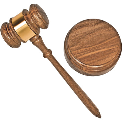 Advantus Gavel Set with Sound Block and Brass Band, Walnut, 6EA/BX 2BX/CT — view 1