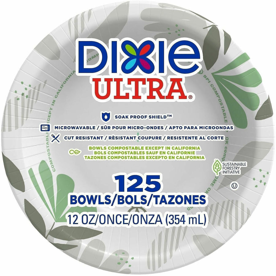 Dixie Ultra® Pathways 12 oz Heavyweight Paper Bowls by GP Pro, White, Moisture Resistant, 4 / Carton, DXESXB12WSCT