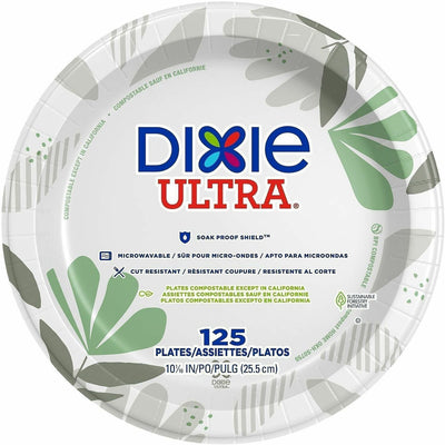 Georgia Pacific . Dixie Ultra Pathways 10-1/16" Heavyweight Paper Plates by GP Pro, White, 4 / Carton, DXESXP10PATHCT