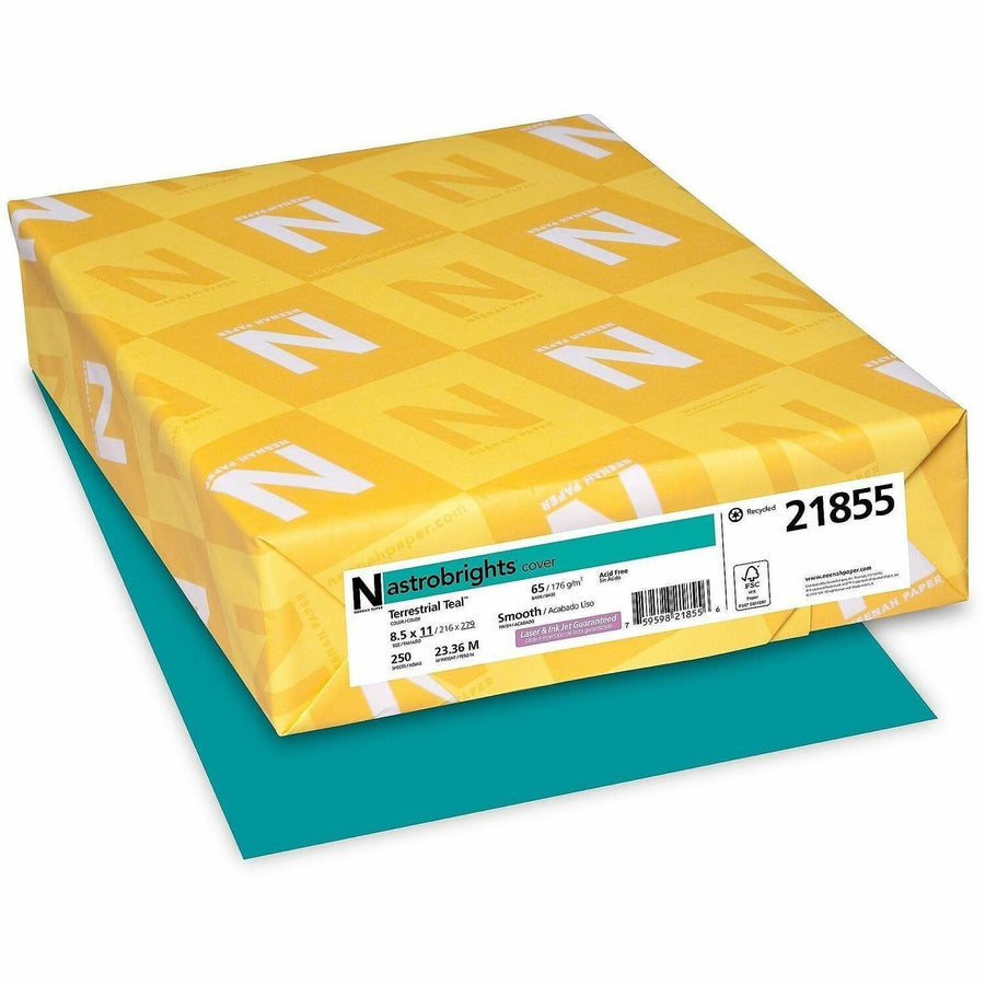 Astrobrights Color Card Stock - Terrestrial Teal, 8.5" x 11", 65 lb, Lignin-free, 1 / Pack, WAU21855