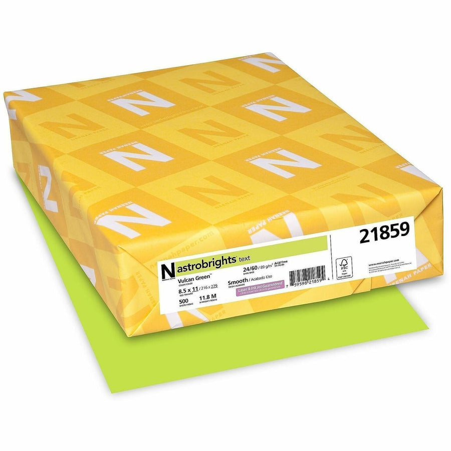 Astrobrights Color Copy Paper - Vulcan Green, 8.5" x 11", 24 lb, Heavyweight, 500 / Ream, WAU21859