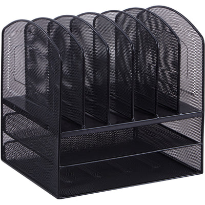 Lorell Mesh Desk Organizer, Black, LLR37523
