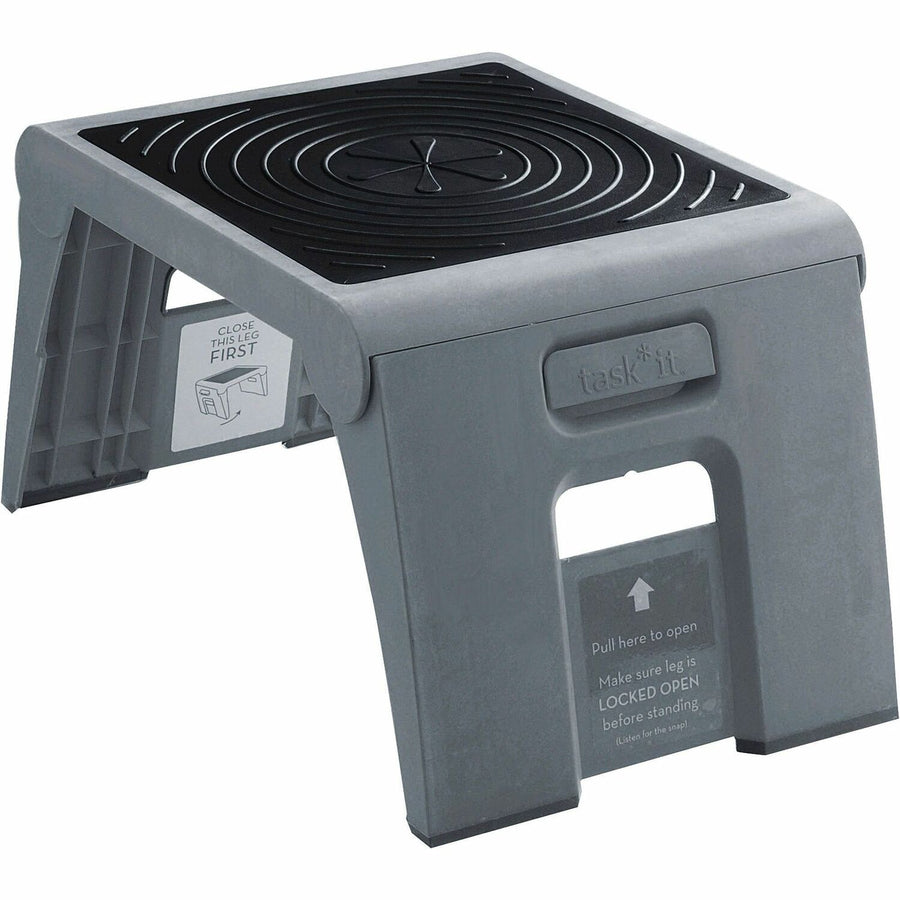 Cramer 1-Up™ Nonslip Folding Step Stool, 14" x 9.5", Gray, Plastic, Lightweight, CRA50051PK-82